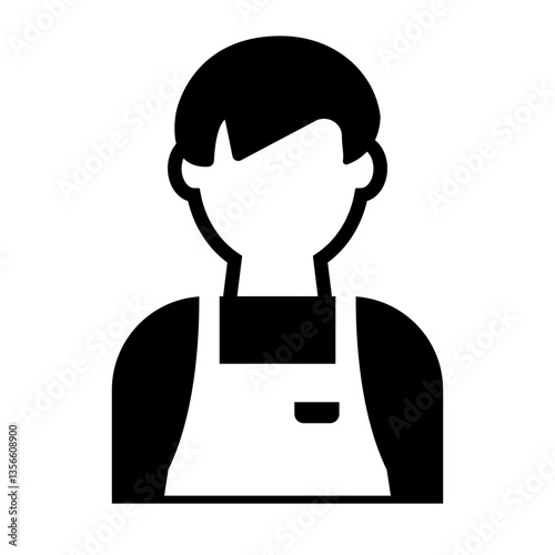 Shop staff silhouette icon. Vector.