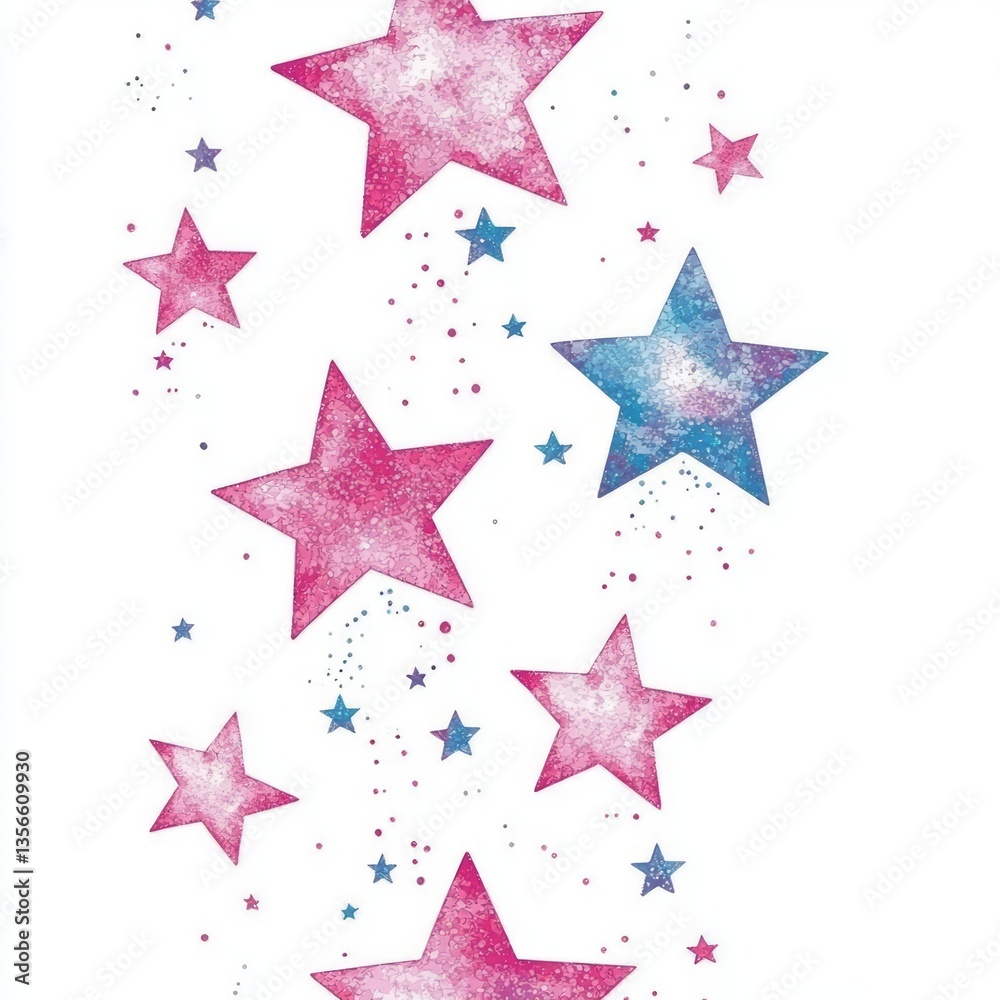 Gliter pink and blue stars stocker diferent sizes on white background Gliter pink and blue stars stocker diferent sizes on white background