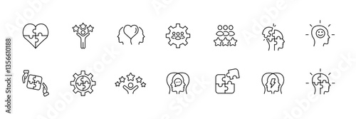 Mental health and wellness icons set for emotional wellbeing and personal development - vector.