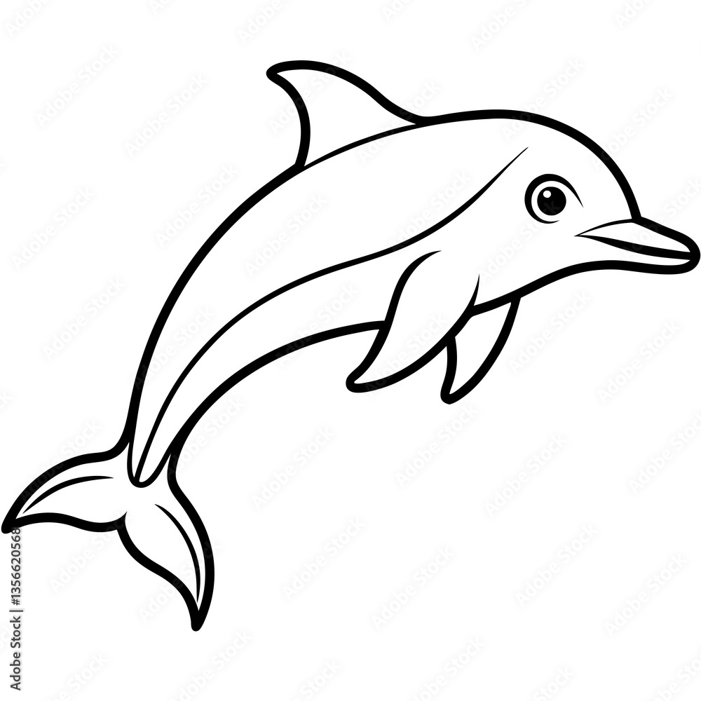 Obraz premium Smooth Dolphin Line Art Vector