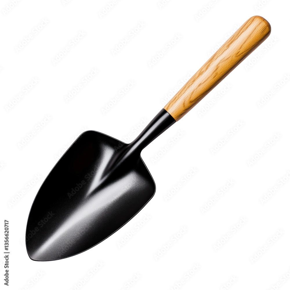 Sleek Garden Trowel with Wooden Handle, PNG with transparency
