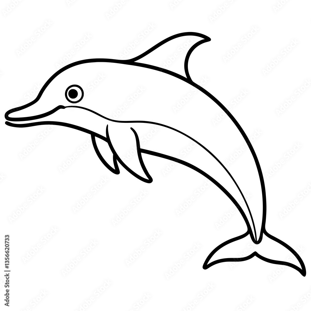 Smooth Dolphin Line Art Vector Smooth Dolphin Line Art Vector