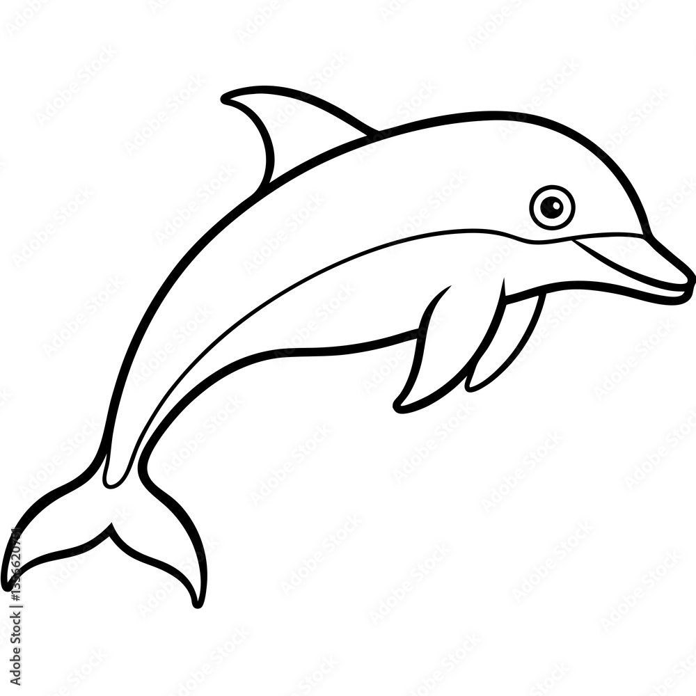 Fototapeta premium Smooth Dolphin Line Art Vector