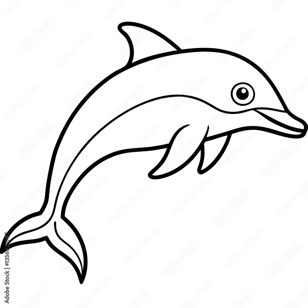 Obraz premium Smooth Dolphin Line Art Vector