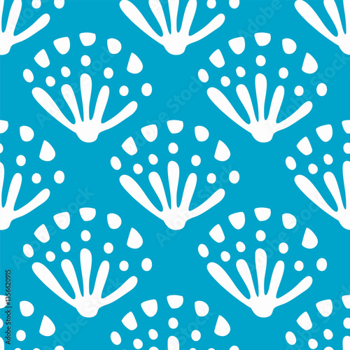 Seashell and Leaves Pattern, summer pattern design