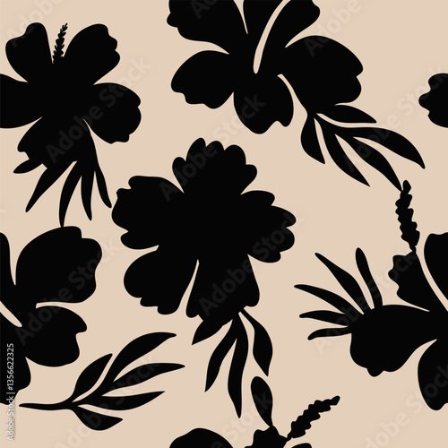 Vlack flowers. Vector illustration pattern background.