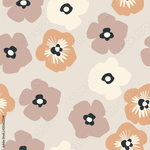 Earth tone floral pattern. Vector illustration pattern background.
