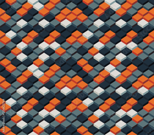 Seamless Abstract Pattern with Square Maze Theme, Vector Illustration