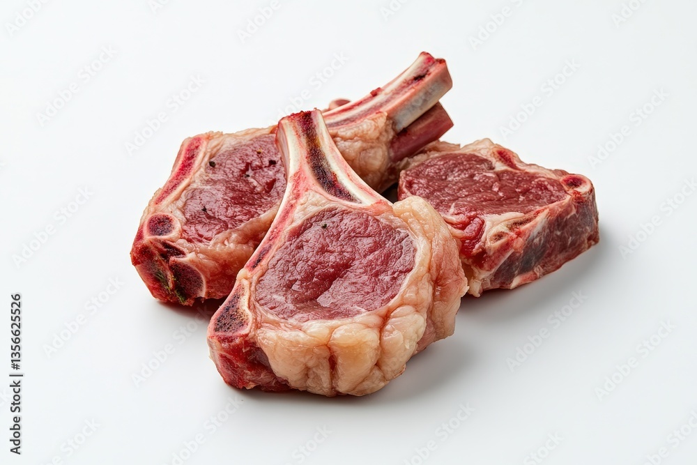 A close up shot of several uncooked lamb chops A close up shot of several uncooked lamb chops
