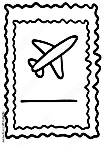 Illustration of Airplane on a Postage Stamp  sticker