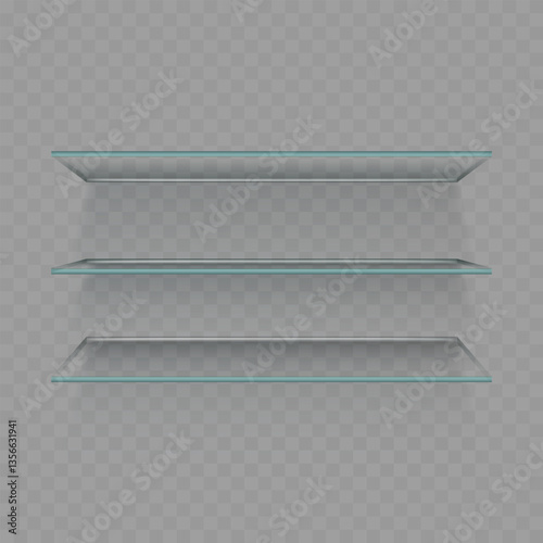 Glass Shelves on a Wall. Vector