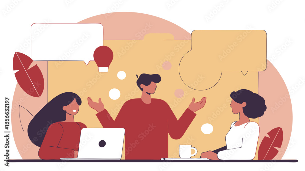 AI generated modern flat illustration of creative idea generation with empty space for text AI generated modern flat illustration of creative idea generation with empty space for text