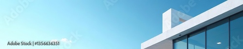 Abstract composition of modern architectural elements against clear blue sky,  symmetry,  structure