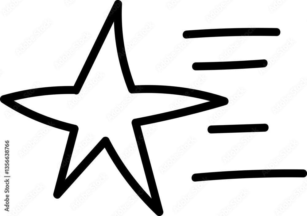 Fototapeta premium Doodle Lined Flying Star