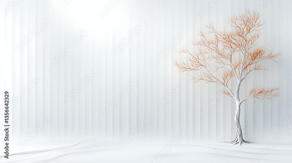 Fototapeta premium Artistic perspective of a solitary branching tree in a minimalist calm digital environment