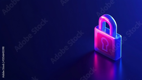 Colorful Digital Padlock with Neon Lighting on Dark Background Representing Security and Protection Concept