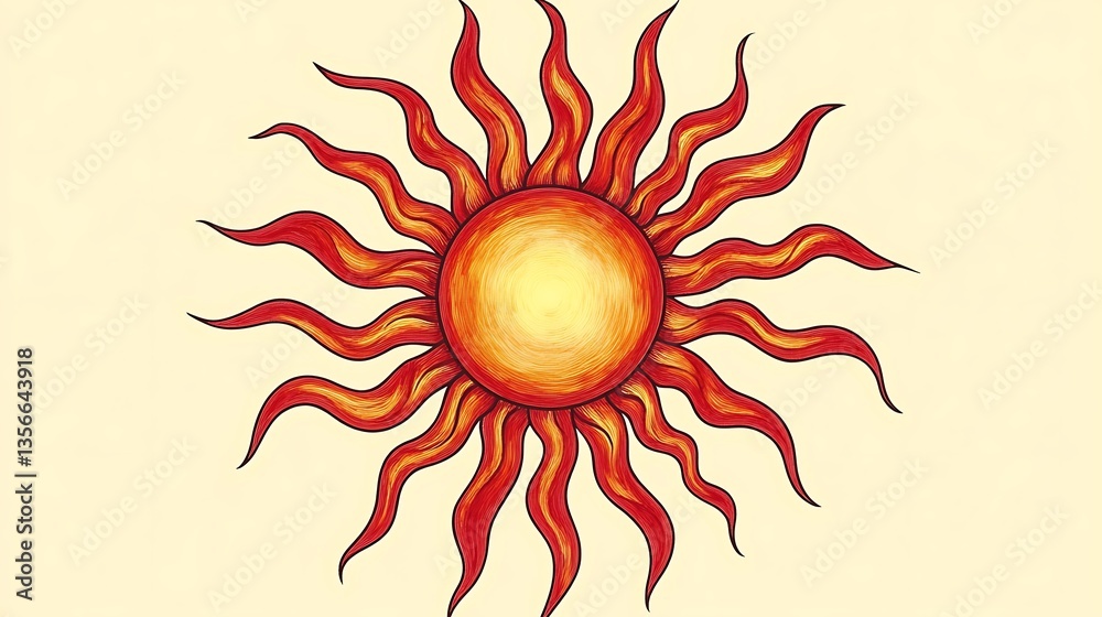 Naklejka premium Radiant Sun Graphic Design.