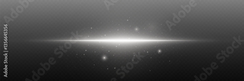 White line flare, luminous effect of light and sparks explosion.