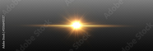Light effect of flare and star flash. Light explosion of rays.