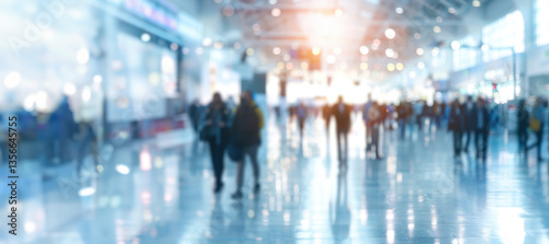 Wallpaper Mural Busy at the trade fair show exposition hall, walking people. trade fair expo trade show booth international business convention event showcase center with crowd of people gathering Torontodigital.ca