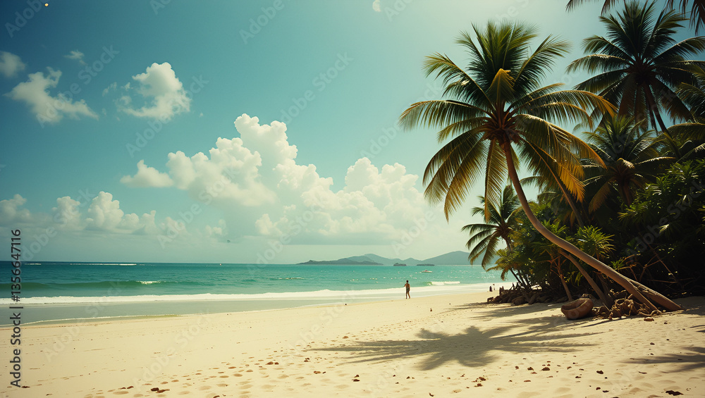 Obraz premium tropical beach with palm trees