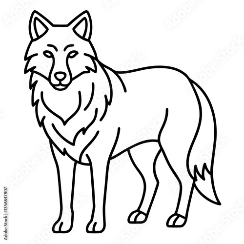 Lone Wolf Line Art: A striking illustration of a solitary wolf, its powerful form and keen gaze embodying both wildness and watchful presence.