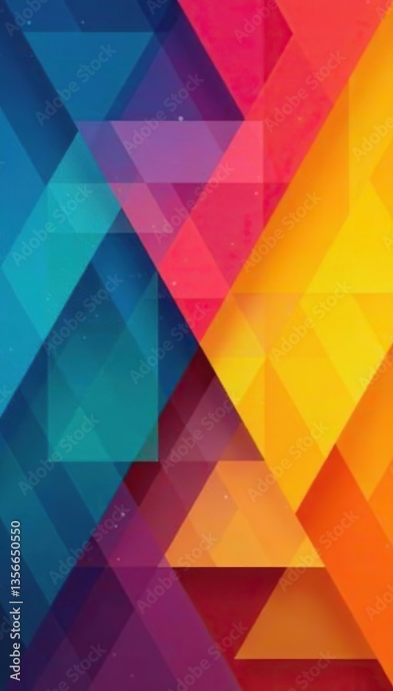 Abstract geometric pattern with vibrant colors (blue, yellow, red, orange, pink, green) for brochure cover design, pink, orange Abstract geometric pattern with vibrant colors (blue, yellow, red, orange, pink, green) for brochure cover design, pink, orange