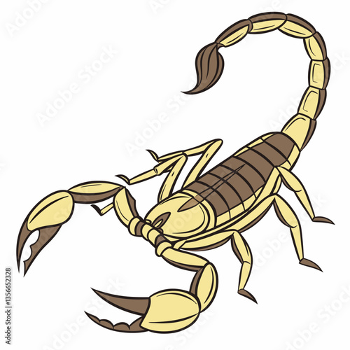 Scorpion Close-up: A detailed illustration of a scorpion showcasing its formidable pincers and iconic curved stinger.