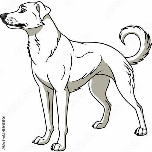 Loyal Companion: A line drawing of a noble dog with a proud stance. A perfect illustration for pet lovers. 