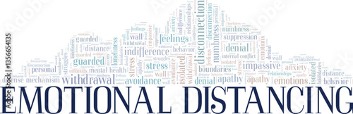 Emotional Distancing word cloud conceptual design isolated on white background.