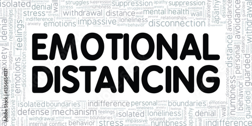 Emotional Distancing word cloud conceptual design isolated on white background.