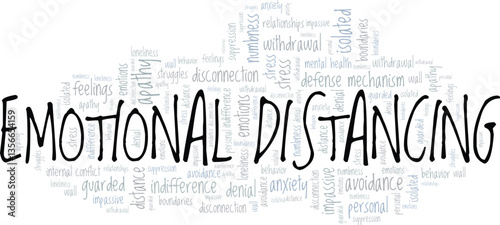 Emotional Distancing word cloud conceptual design isolated on white background.