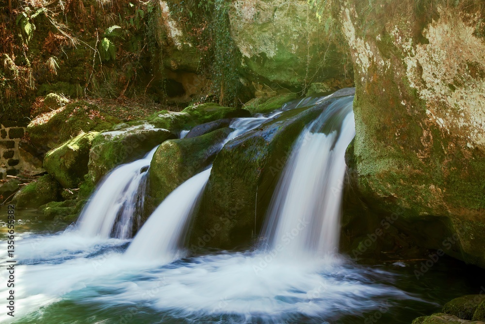 the natural waterfall of the Enz in the Southern Eifel nature reserve