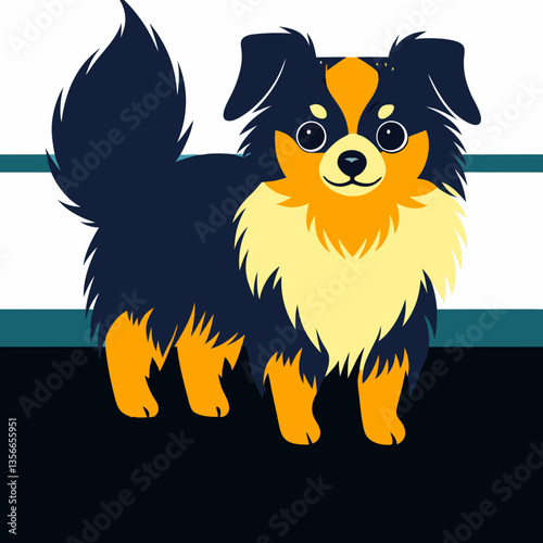 Chihuahua dog portrait: The charming Chihuahua, with its expressive eyes, perky ears, and fluffy fur, standing in a stylized, digital illustration. A study in pet and animal cuteness