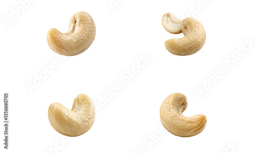 Cashew nuts isolated, Fresh nuts collection, Collection set of cashew nuts isolated