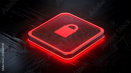 Red digital padlock icon on dark circuit board background representing cybersecurity and data protection concepts