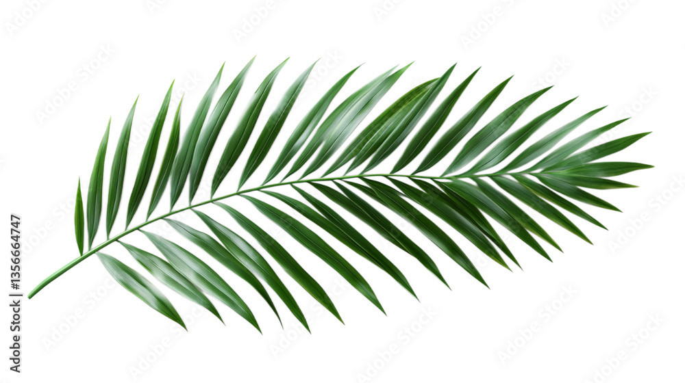 A green palm leaf on a transparent background. A green palm leaf on a transparent background.
