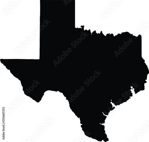 Texas Outline Illustration – Black Silhouette Map Icon Isolated on White Background