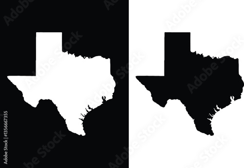 Texas Outline Illustration – Black Silhouette Map Icon Isolated on White Background