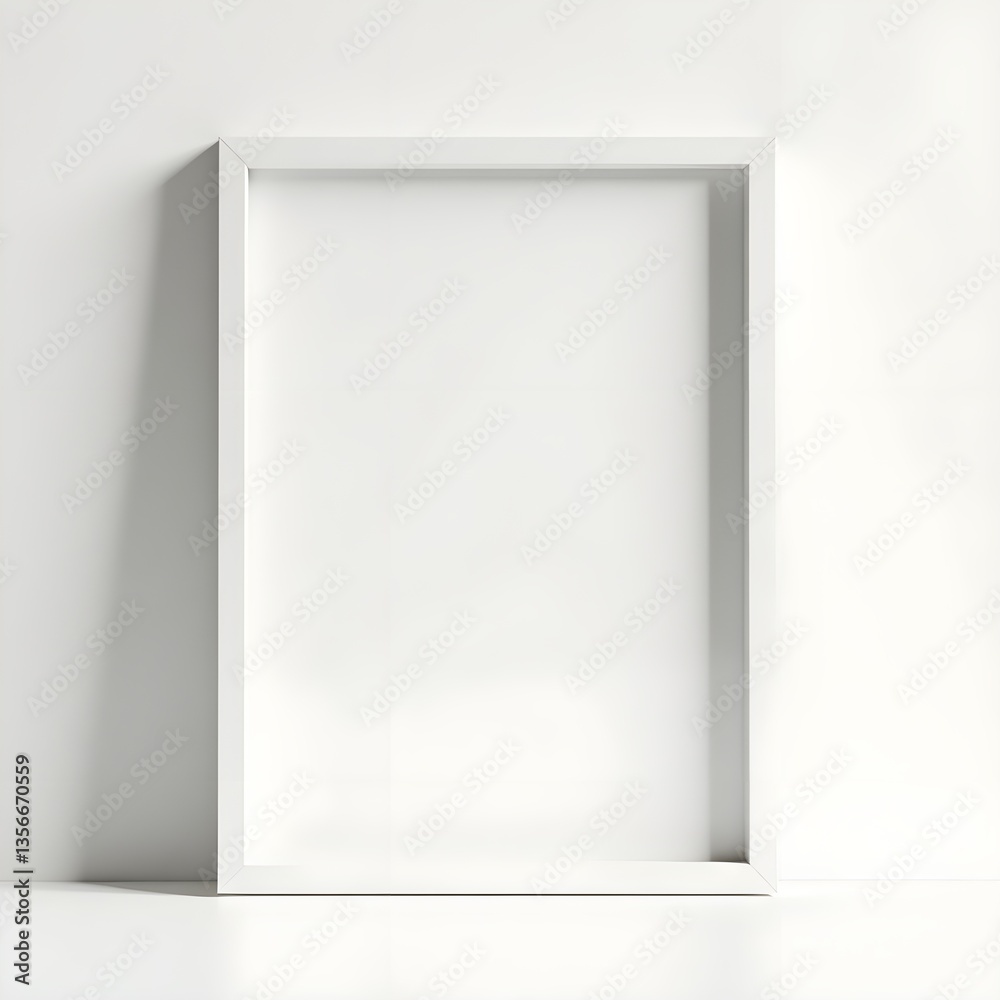 Minimalist White Picture Frame on Clean White Background Minimalist White Picture Frame on Clean White Background