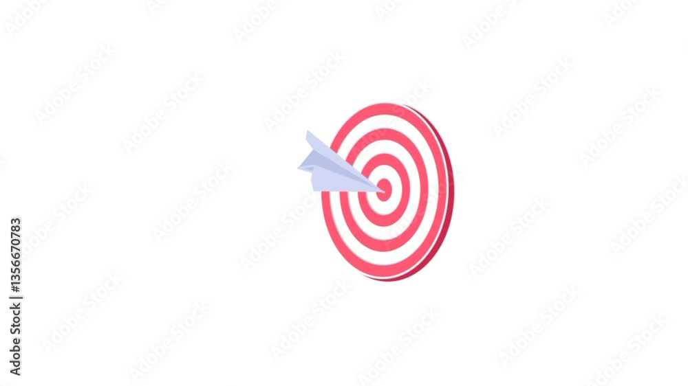 Target with arrow. Paper Plane hitting target 3d icon Target with arrow. Paper Plane hitting target 3d icon