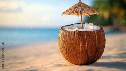 Wallpaper Mural Tropical Coconut Cocktail on Beach Torontodigital.ca