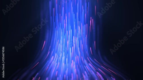 Cyberspace data stream dynamic animation of blue and red network trails cascading upward. Seamless loop.
