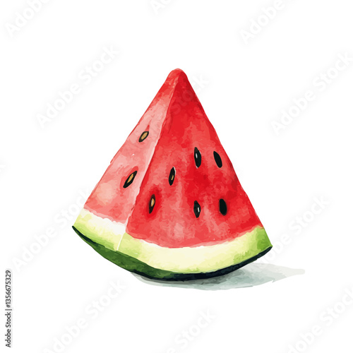 Watermelon Slice, watercolor illustration, isolated on a white background.