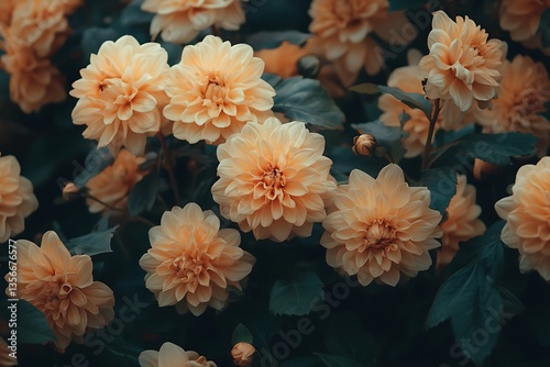 Soft Peach Dahlias Garden