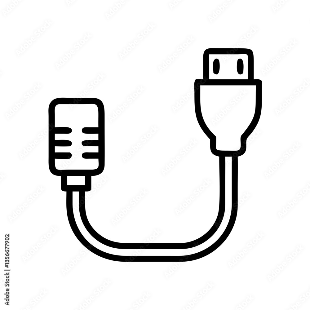 USB cable connector illustration on a white background USB cable connector illustration on a white background