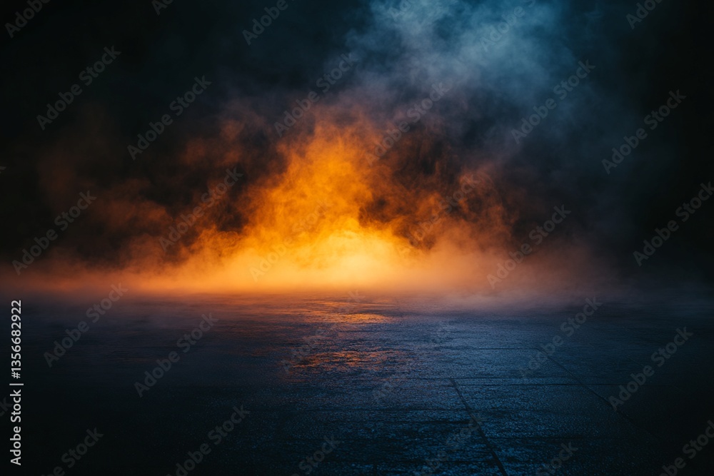 Dark Pavement with Orange and Blue Smoke Dark Pavement with Orange and Blue Smoke