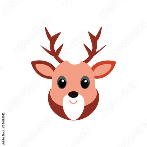 Cute cartoon reindeer wearing a Santa hat in a festive winter scene
