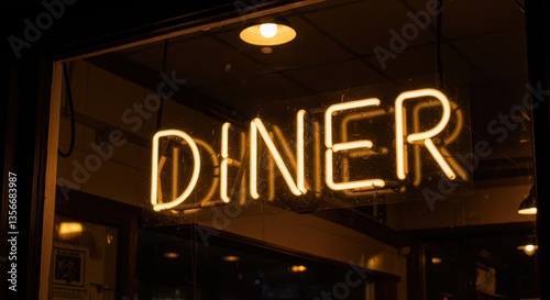 neon sign of diner