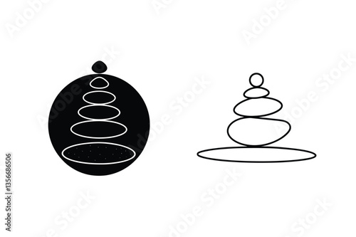 Zen Garden Stones Balance Icons Spa Wellness Serenity Symbolism